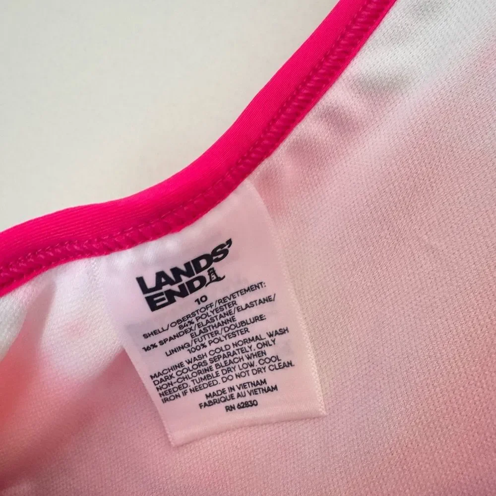 Girls Lands End Neon Pink Fruit Swimsuit Top - Size 10